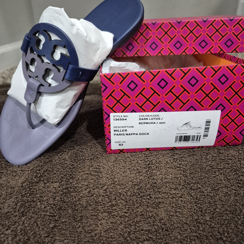 Tory Burch Dark Purple Miller Sandals